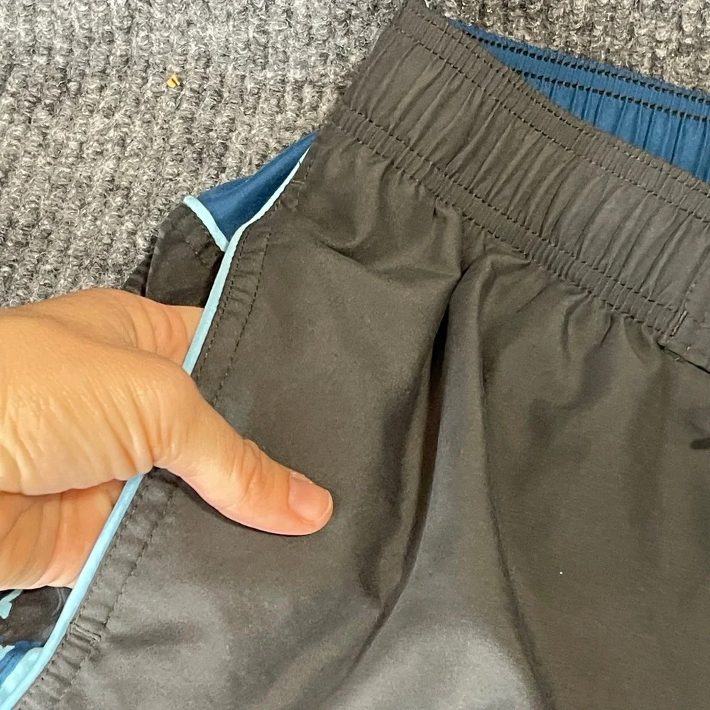 Nike Swim Trunks Mens L Black Blue Excellent Mesh‎ Liner Board Shorts